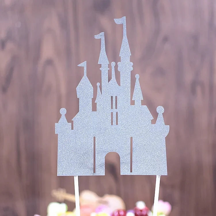 décoration gâteau château conte fées rose blanche bleue or anniversaire enfant fête