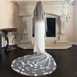 voile mariée blanc fleurs blanches classique bridal prom wedding translucent adult female