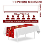 table noël polyester motifs noël père noël renne flocons or rouge blanc hiver traditionnelle