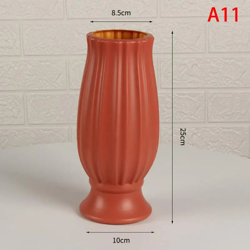 vases résine modernes blanc rose vert orange géométriques ruban jute