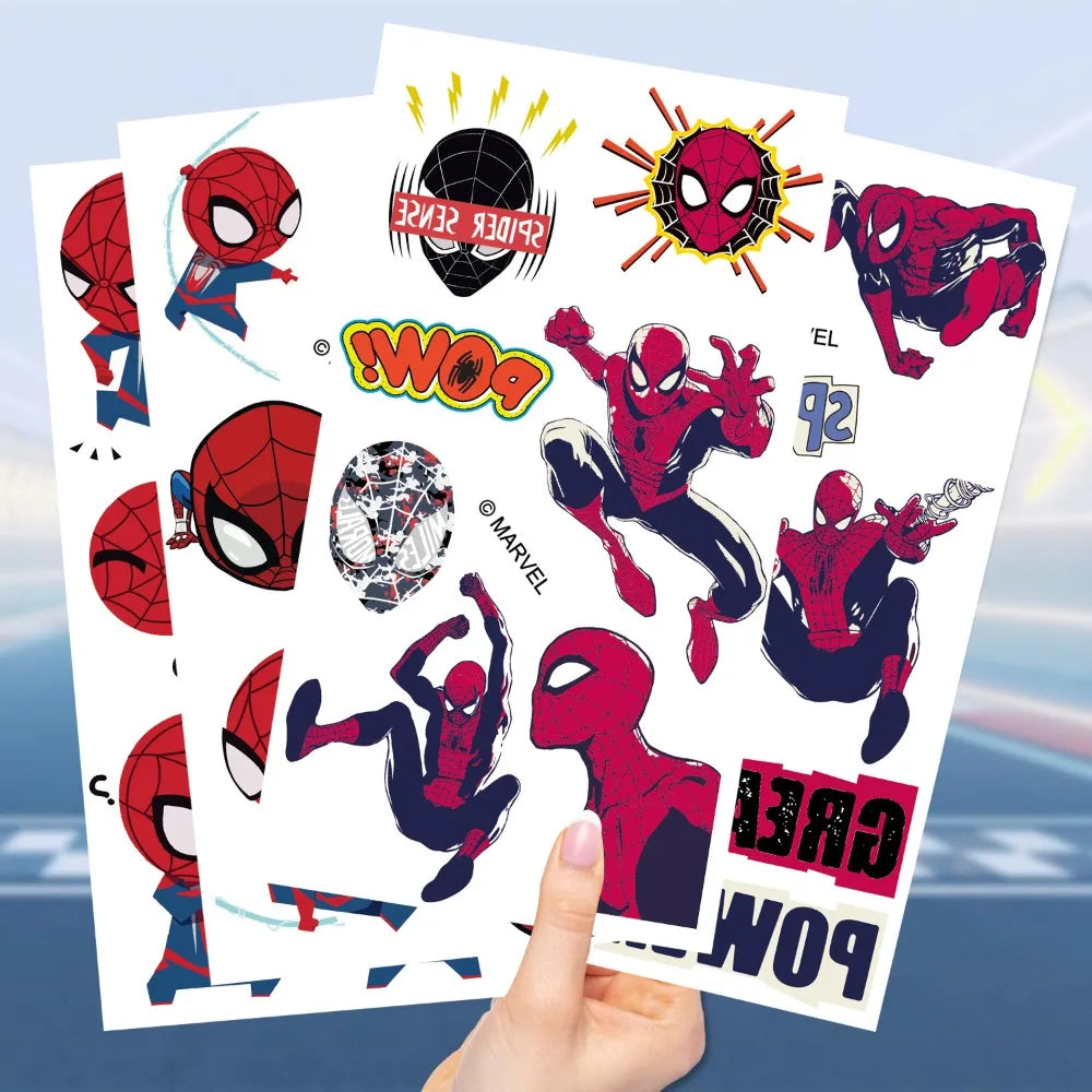 tatouages temporaires spider man super héros marvel enfants anniversaire pow great slinger adhésif rouge