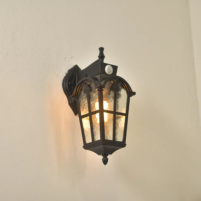 lampe murale classique verre texturé noir ip65 led éclairage commercial fixations murales haute qualité