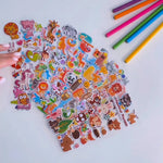 sticker animal dessin animé multicolore adhésif scrapbooking enfant léopard girafe zèbre dinosaure mignon
