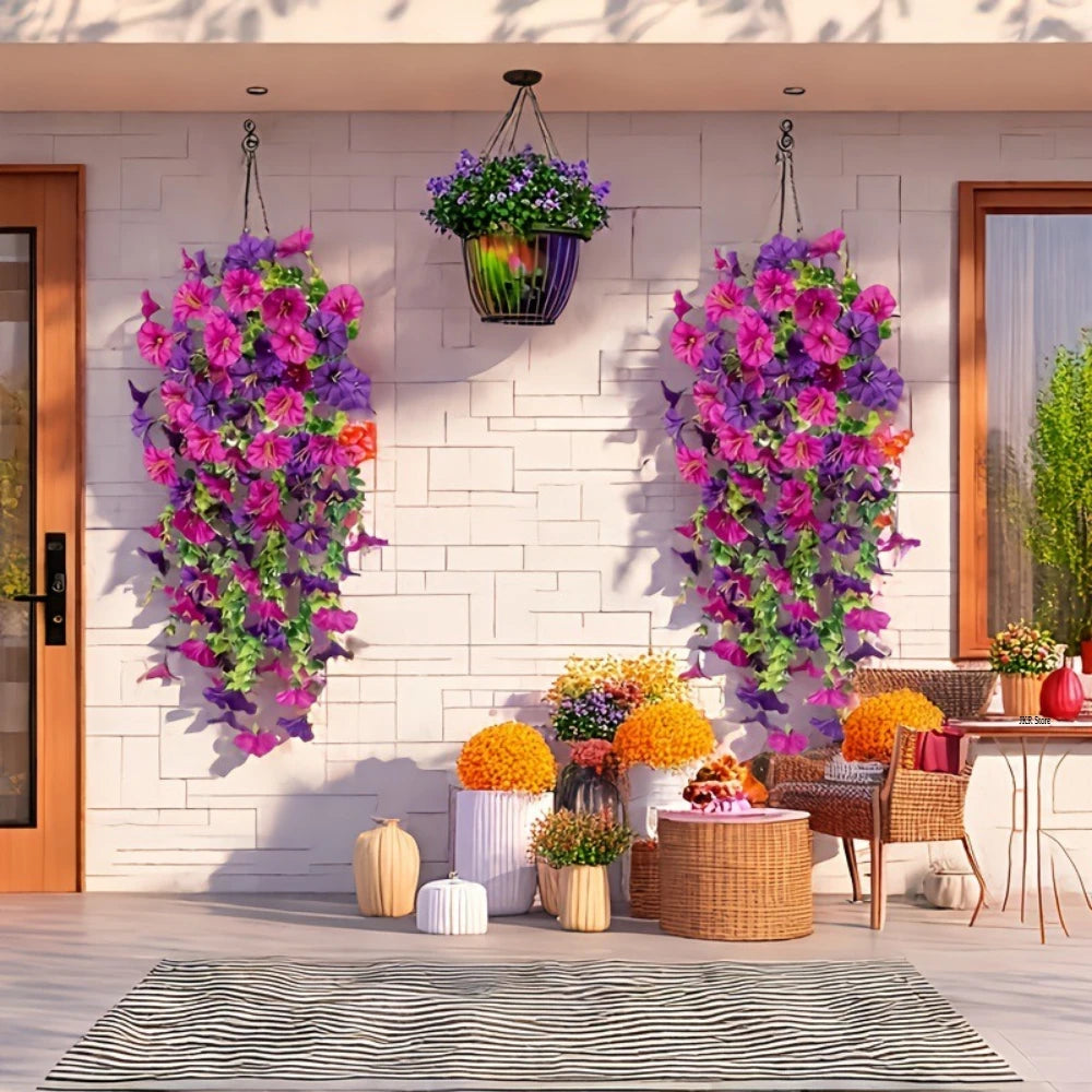 fleurs artificielles violet rose jaune petunia simulation crochet décoration intérieure mariage anniversaire