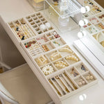 boîtes bijoux velours beige moderne rangement bagues colliers bracelets boucles d'oreilles pendentifs accessoires réutilisables