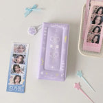 porte cartes kawaii floral rose vert bleu violet blanc cartes autocollants(chainette)