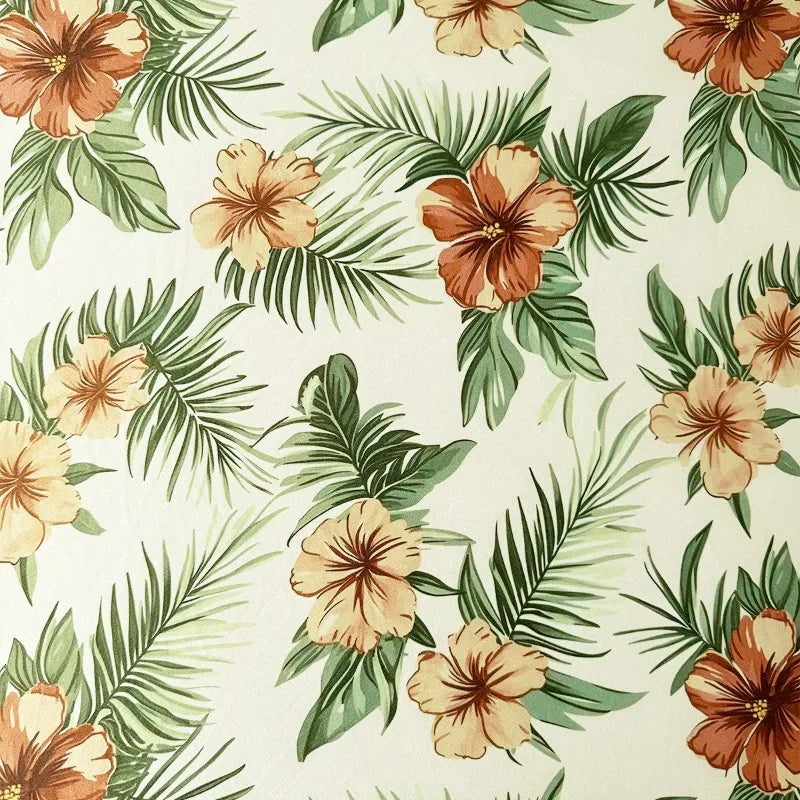canapé extérieur moderne coussins fleurs tropicales beige vert orange printemps été polyestère lavable machine