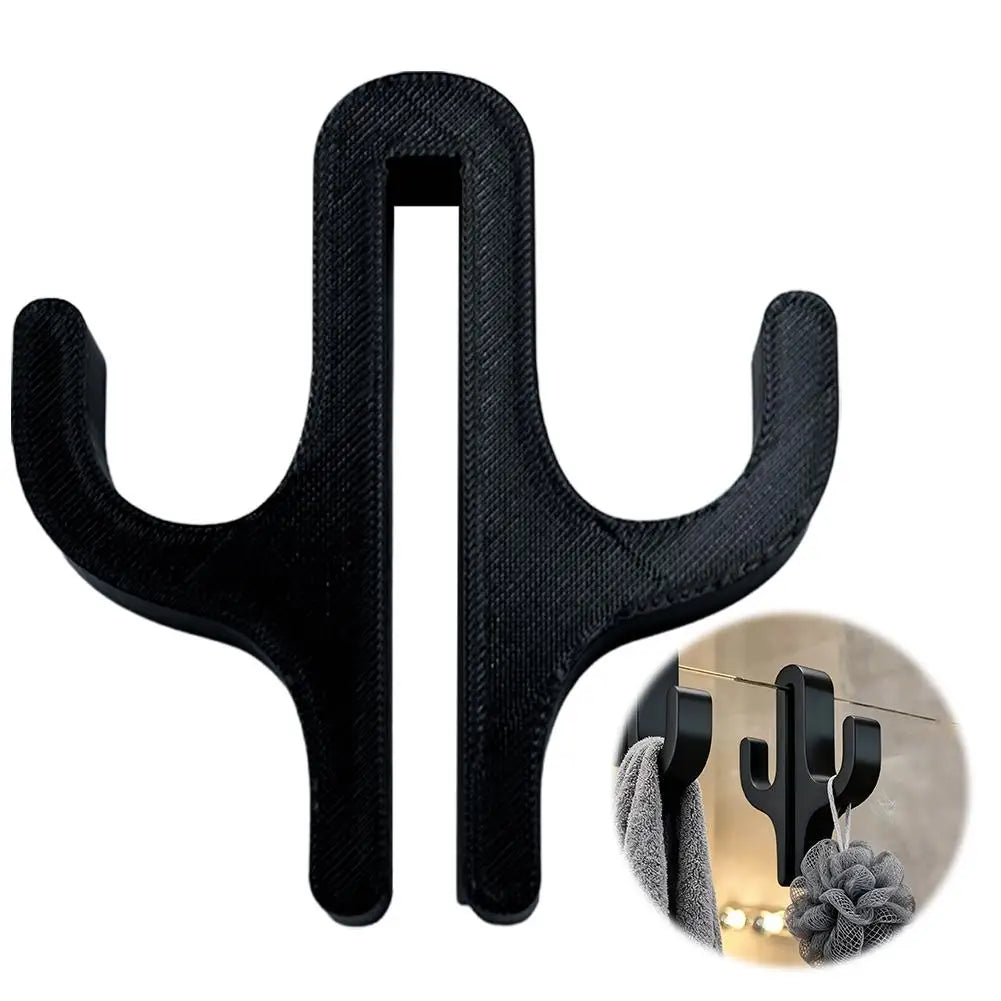porte serviettes mural cactus noir clips moderne salle bain ABS