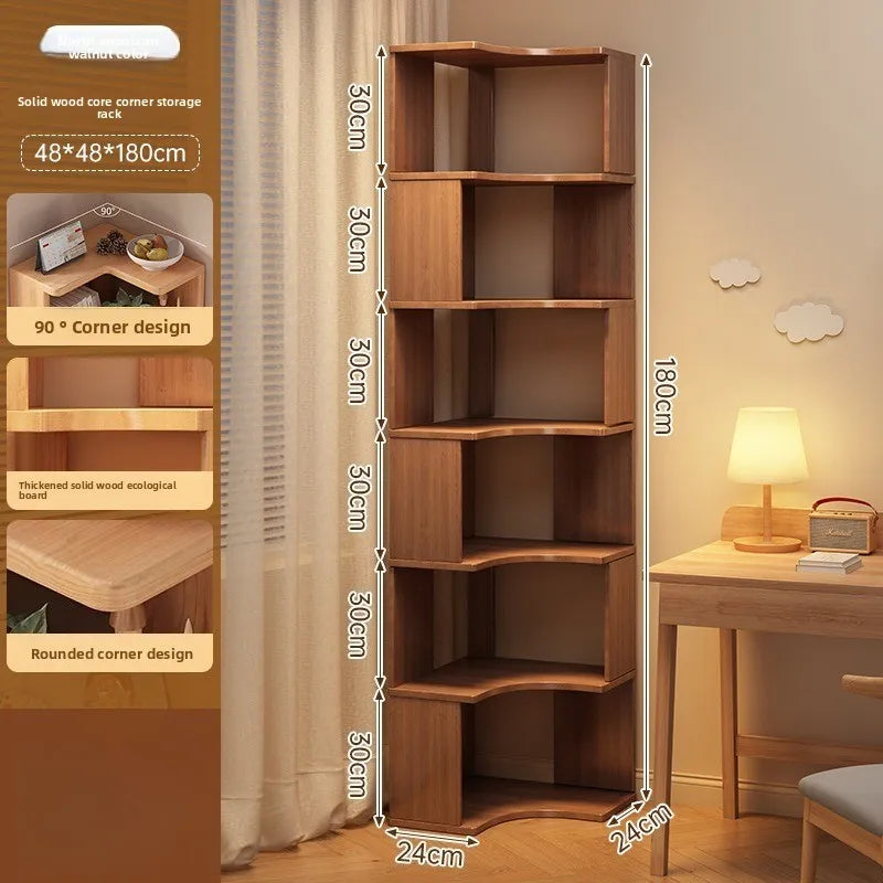 étagère d'angle bois chêne clair moderne adhésive multi fonction rangement livres objets décoration 150cm
