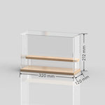 étagère figurines transparente moderne bois clair réutilisable pliable organisateur collection carrée respectueuse environnement minimaliste