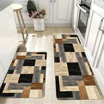 tapis moderne patchwork bois noir gris beige antidérapant salon chambreextérieur