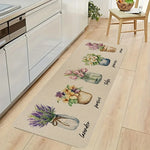 tapis fleurs pots tulipes lavande imperméable antidérapant cuisine salle bain intérieur