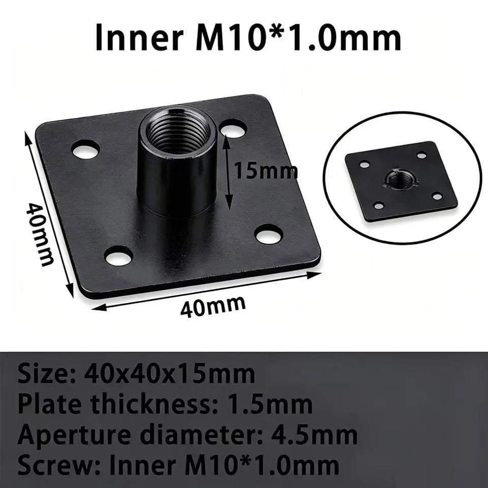 plaque fixation industrielle moderne noir argenté plate lisse m10 m8 m6