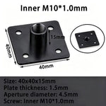 plaque fixation industrielle moderne noir argenté plate lisse m10 m8 m6