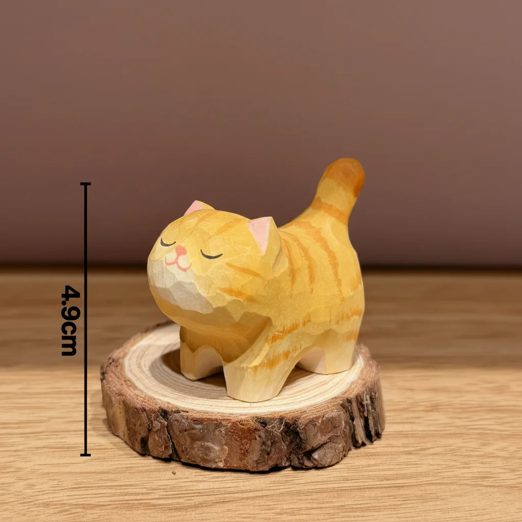 statue moderne chat marron clair bois sculpté décoration intérieure minimaliste aspect géométrique