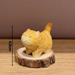 statue moderne chat marron clair bois sculpté décoration intérieure minimaliste aspect géométrique