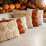 taies d'oreiller citrouille orange beige motifs imprimés jacquard doux polyester opaques maison