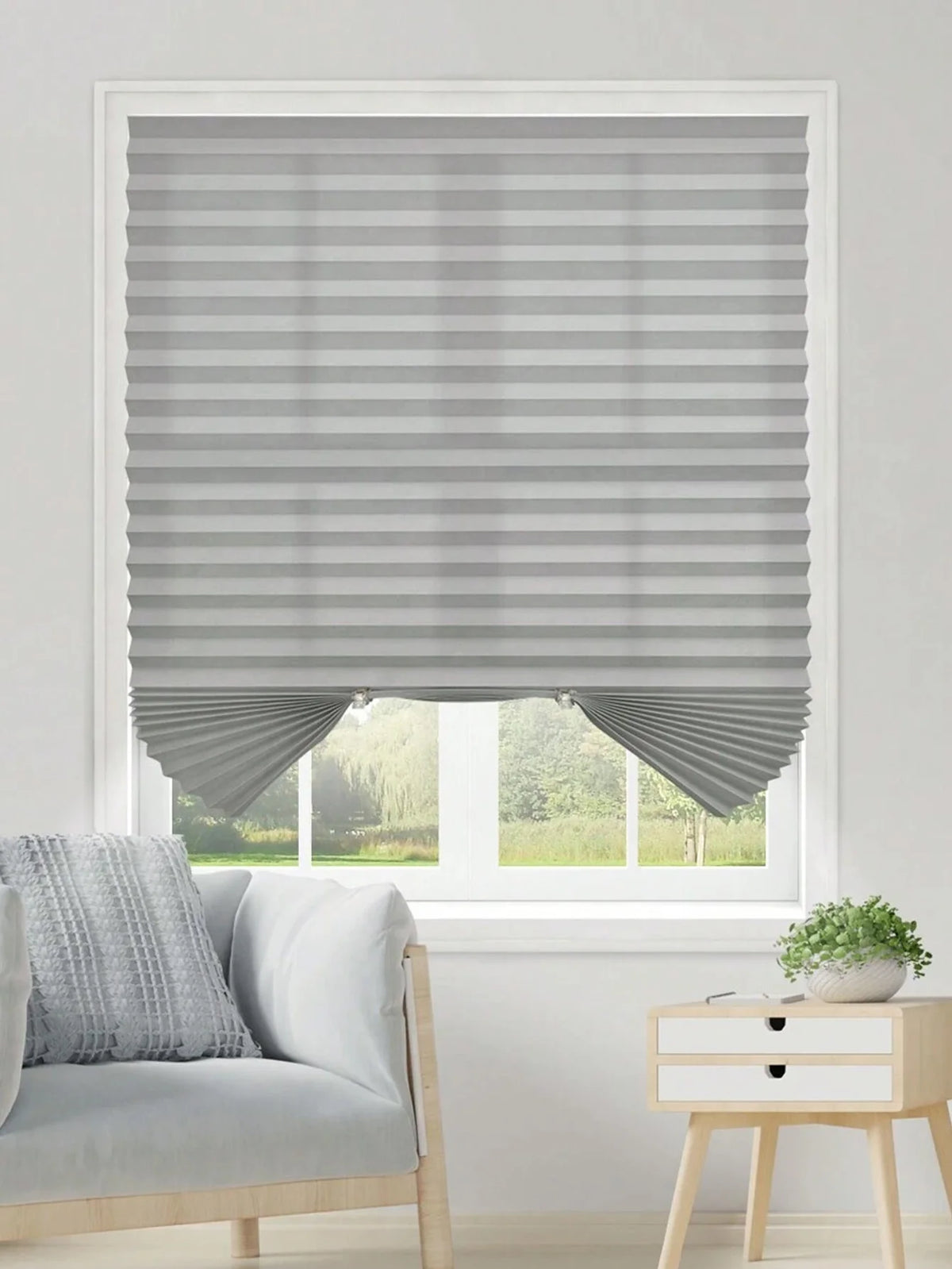 rideau occultant gris plissé adhésif semi transparent moderneintérieur