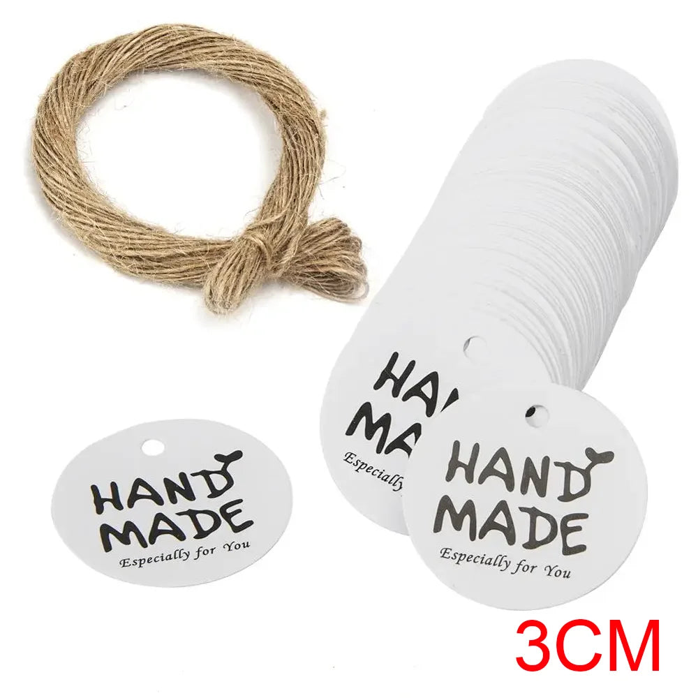 étiquettes rondes marron clair imprimées hand made especialmente para usted sourires écolos 3cm simple