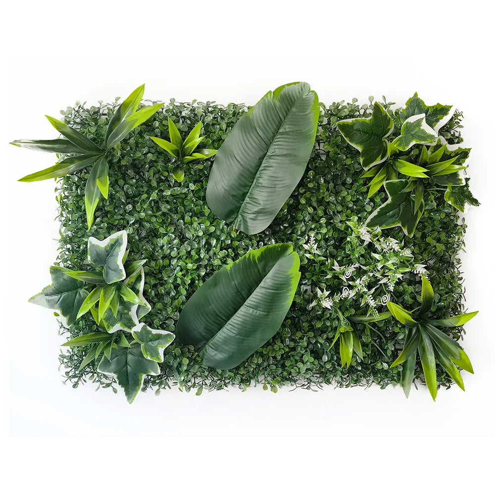 mural végétal artificiel feuilles fleurs moderne extérieur intérieur vert blanc
