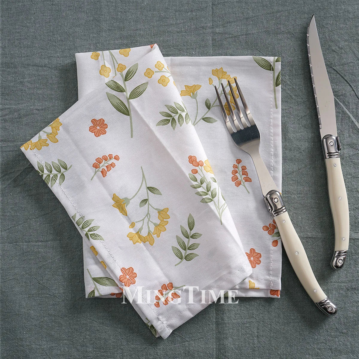 serviettes table multicolores fleurs fruits coton réutilisables moderne floral annuel doré maison fête repas