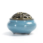 bougeoir encens poterie artisanal texture craquelée couleurs rouge vert bleu noir jaune vintage cendrier