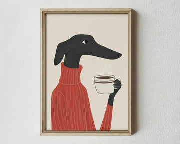 affiche chien robe contemporaine salon illustration décoration mur horizontale 20x30