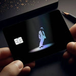 carte crédit personnalisée adhésif noir blanc michael jackson poses fond noir moderne minimaliste