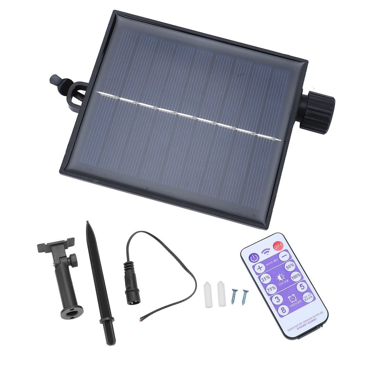 panneau solaire télécommande réglable guirlandes lumineuses modes luminosité timer off connecteurs abstraits
