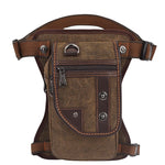 sac banane toile coton vintage marron clair robuste poche zippée avant arrière