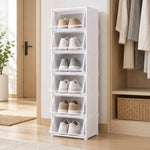 étagère chaussures pliable trois niveaux transparente blanche organisateur rangement moderne placard chambre