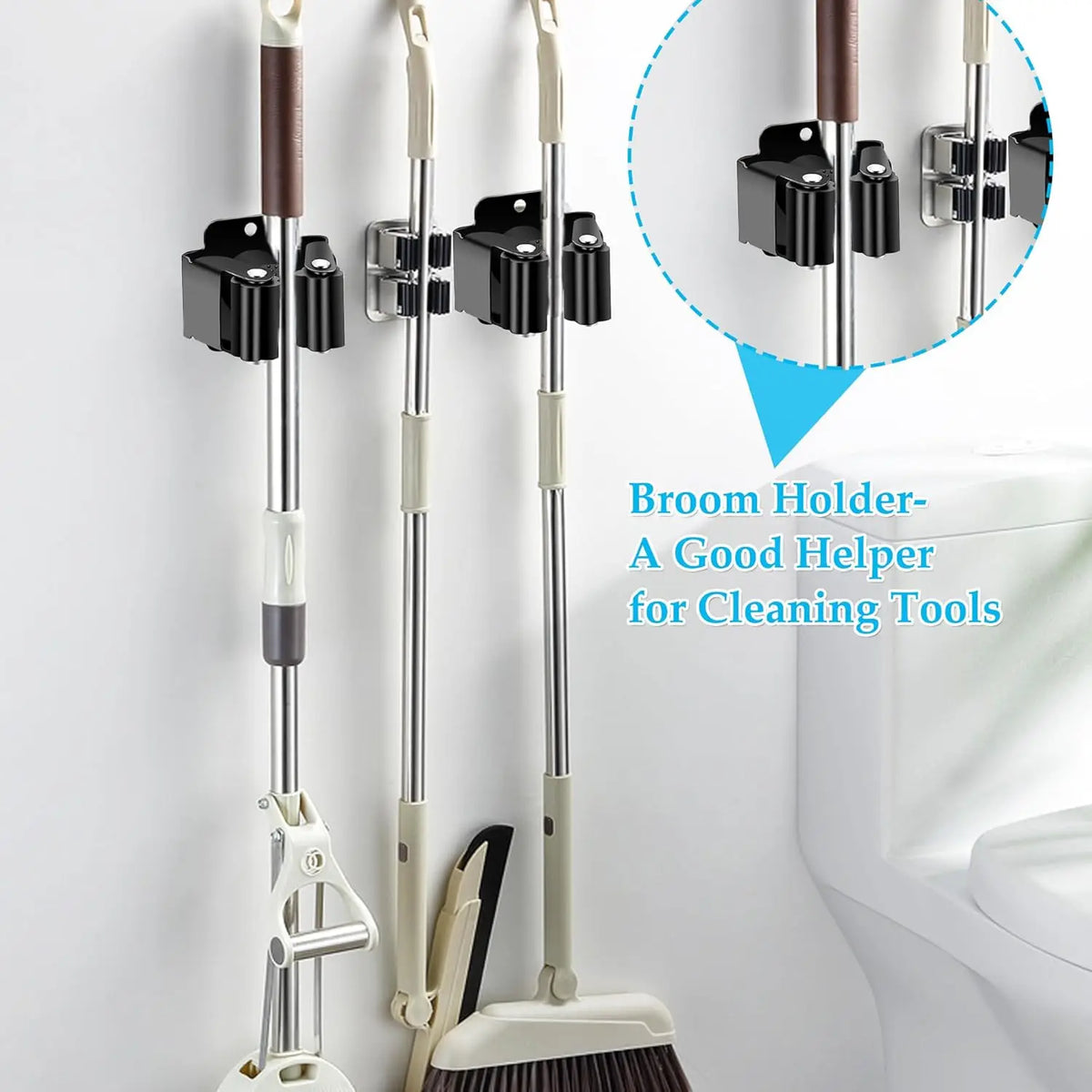porte balai acier inoxydable support mural salle bain outils nettoyage moderne fixations