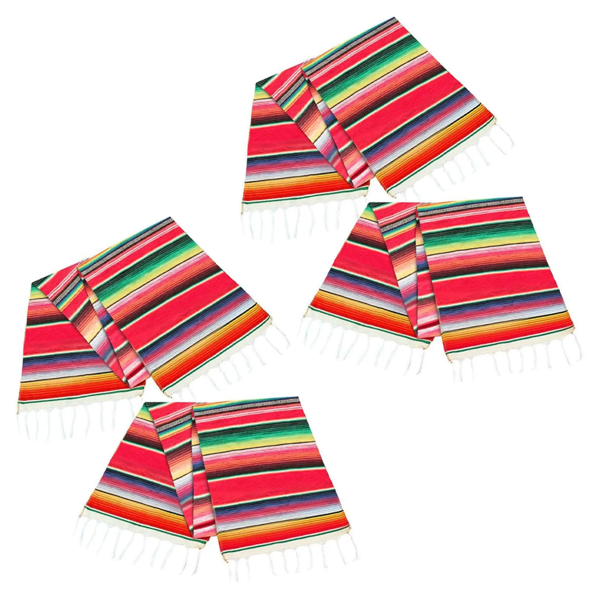 table runner mexicain festif multicolore franges decoration noel mariage rouge rose vert bleu jaune