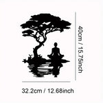 décoration murale autocollant silhouette méditation arbre noir minimalisteintérieur maison patio balcon