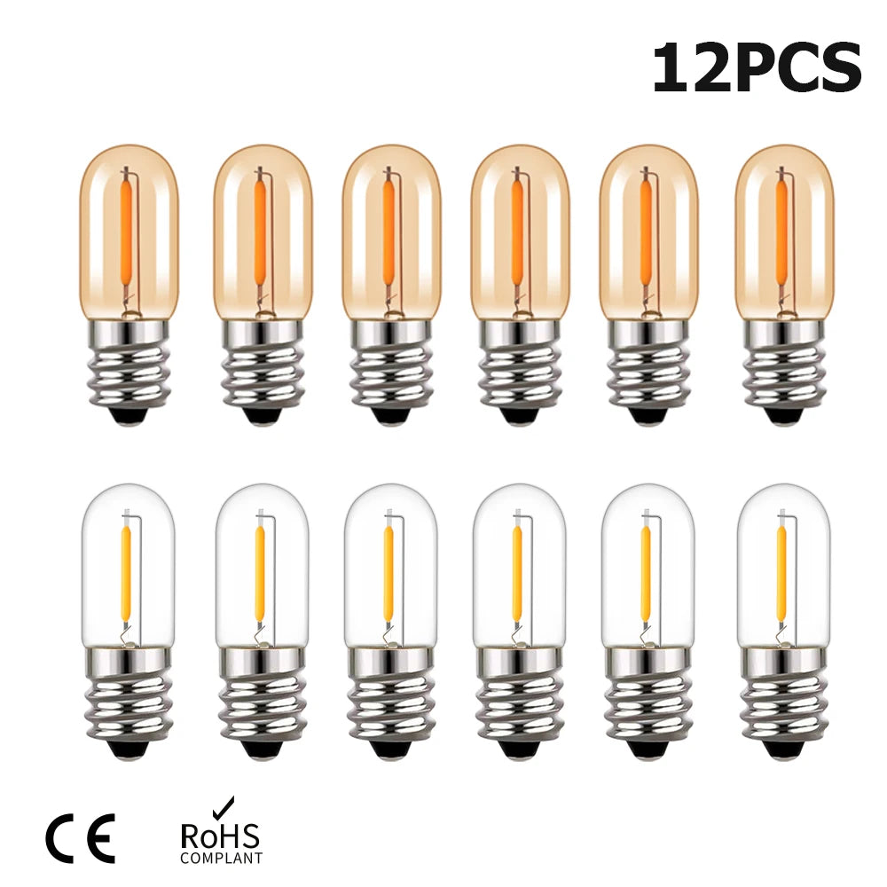 ampoule led filament transparente dorée vintage e12 e14 220v blanc chaud 2200k 25000h