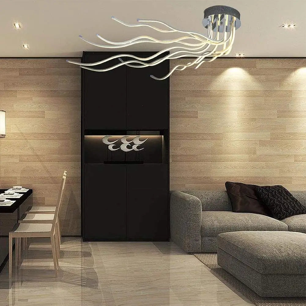lustre moderne suspension ondulé pierre naturelle contemporain lumière blanche LED