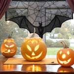 rideau halloween toile d'araignée chauve souris noir polyester fenetre cuisine decoration horreur