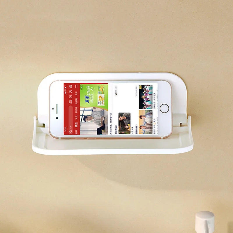 support mural pliable blanc moderne adhésif smartphone rangement objet divers organisation salle bain