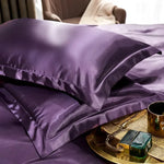 protège oreiller soie uni moderne beige gris rose vert violet bleu opulent brillant 48x74cm