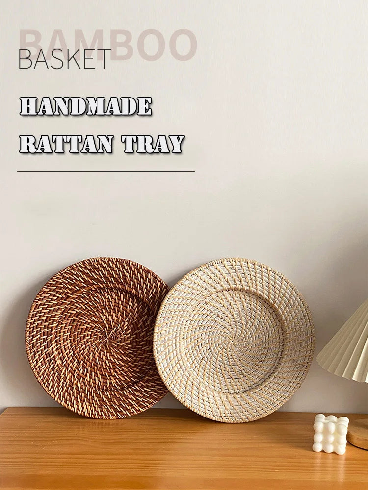 assiettes rotin naturel beige clair simple classique tissage fin décoration servir pain amuse gueules