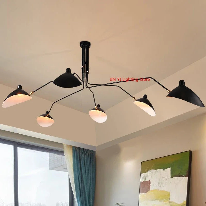 lampe suspension moderne noir mat ampoules cables salon lumière nordique rétro