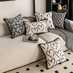 housse coussin décorative carrée motif noir blanc moderne canapé salon maison
