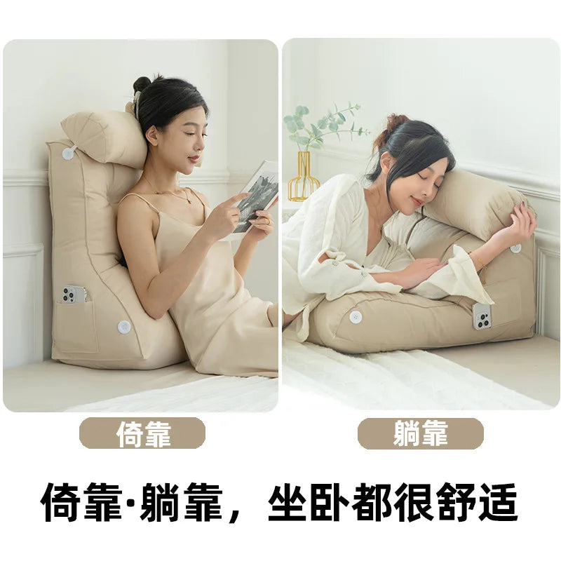 coussin inclinable adulte moderne beige gris rose marron boutons carrés lavable poches smartphone 45x55cm