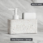 distributeur savon liquide gant cuisine marbré granité moderne noir blanc