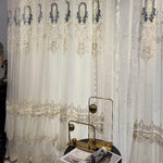 rideau double couche brodé blanc dentelle élégant salon chambre salon classique décoratif