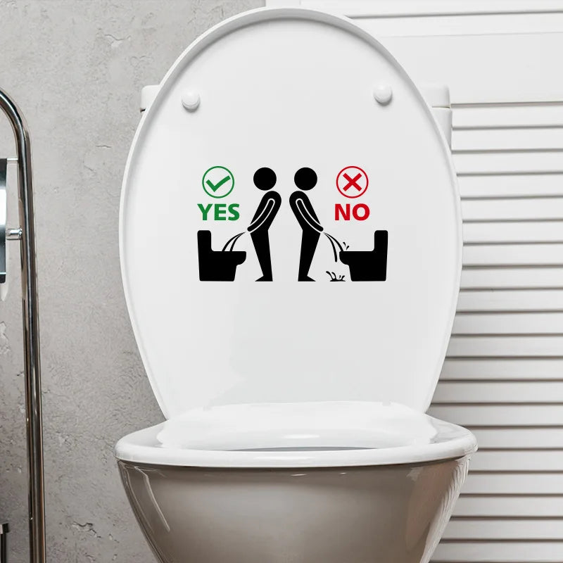 stickers graphiques toilette icônes yes no autocollants muraux décoration salle bain simples vert noir