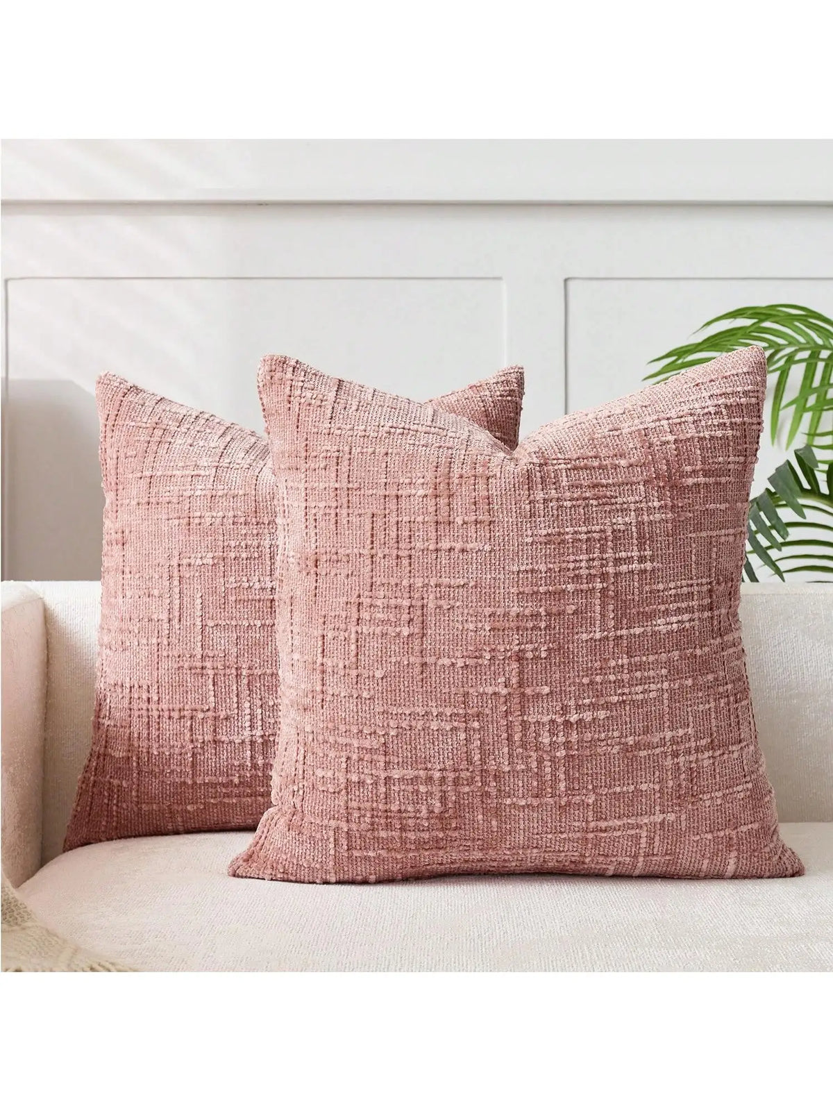 coussin chenille motif géométrique beige moderne 30x50cm machine lavable fixations oreilles