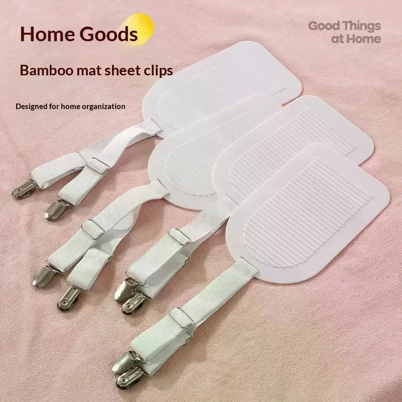 clips fixe matelas blanc gris rose sangles texturées gaufré minimaliste utilitaire chambre housse lit