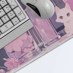 tapis souris rose moderne chats motifs géométriques adhésif 900x400 mm