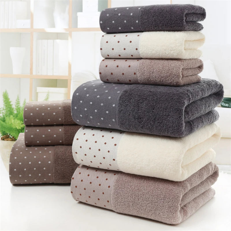 serviettes bain coton absorption rapide gris marron beige clair moderne points blancs pâques dimensions